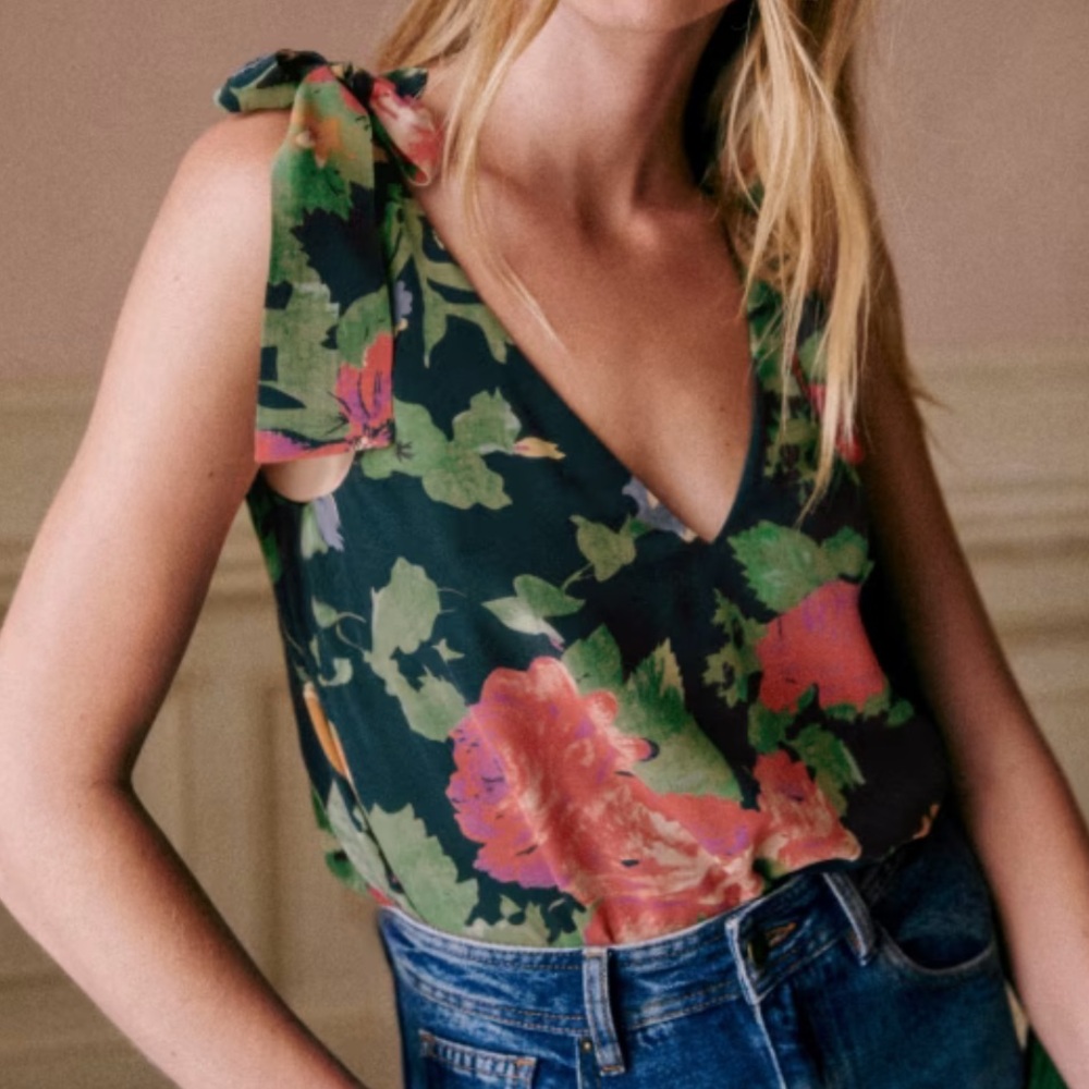 Sezane Lara Blouse Silk Tank Top
